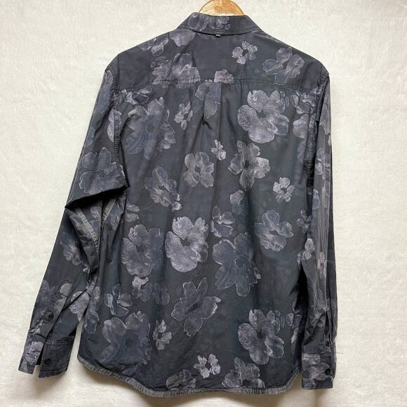 Descendant of Thieves Floral Long Sleeve Button Down Shirt Size Ash Black Size L - Picture 2 of 12